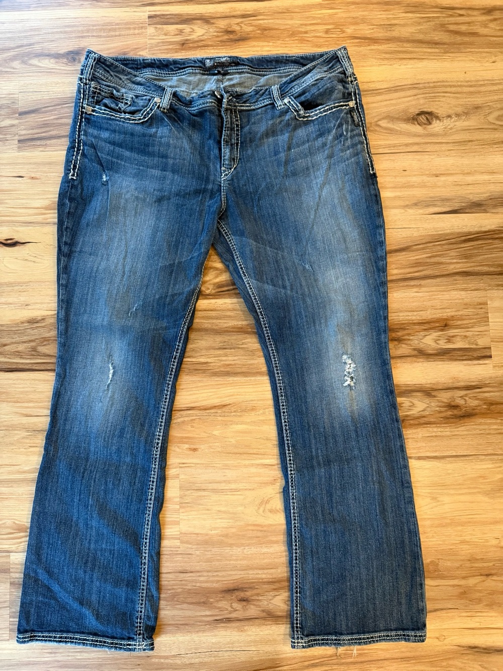Silver Jeans Co Aiko Bootcut Plus Size 24W L 33 Distressed Medium Wash Y2K